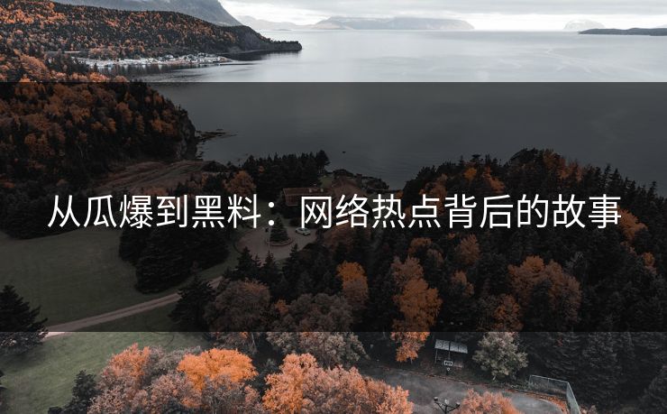 从瓜爆到黑料：网络热点背后的故事